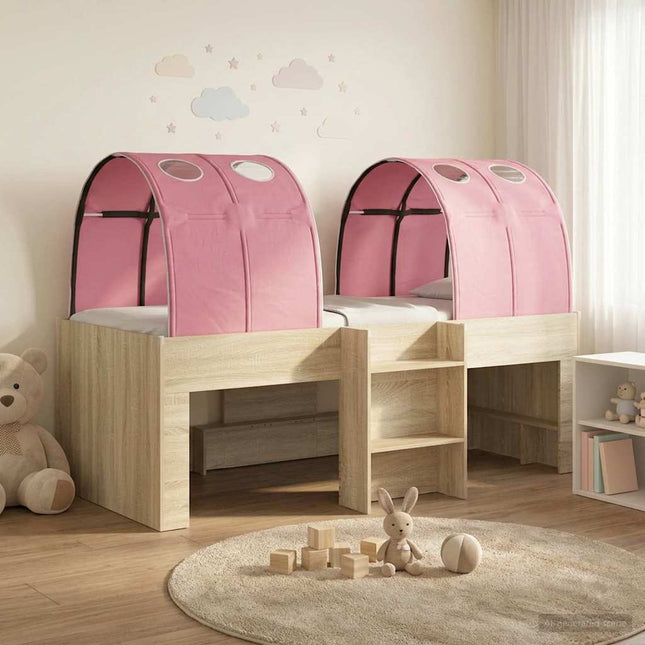 Kids'høj seng med tunnel Sonoma-eg og pink Konstrueret træ