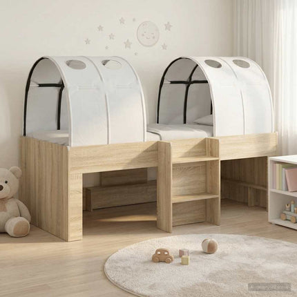 Kids'høj seng med tunnel 3 stk. Sonoma eg og hvid