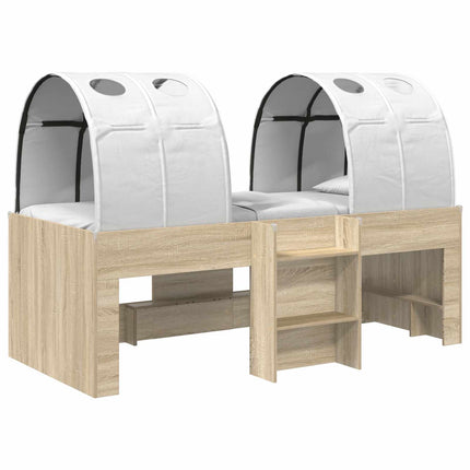 Kids'høj seng med tunnel 3 stk. Sonoma eg og hvid