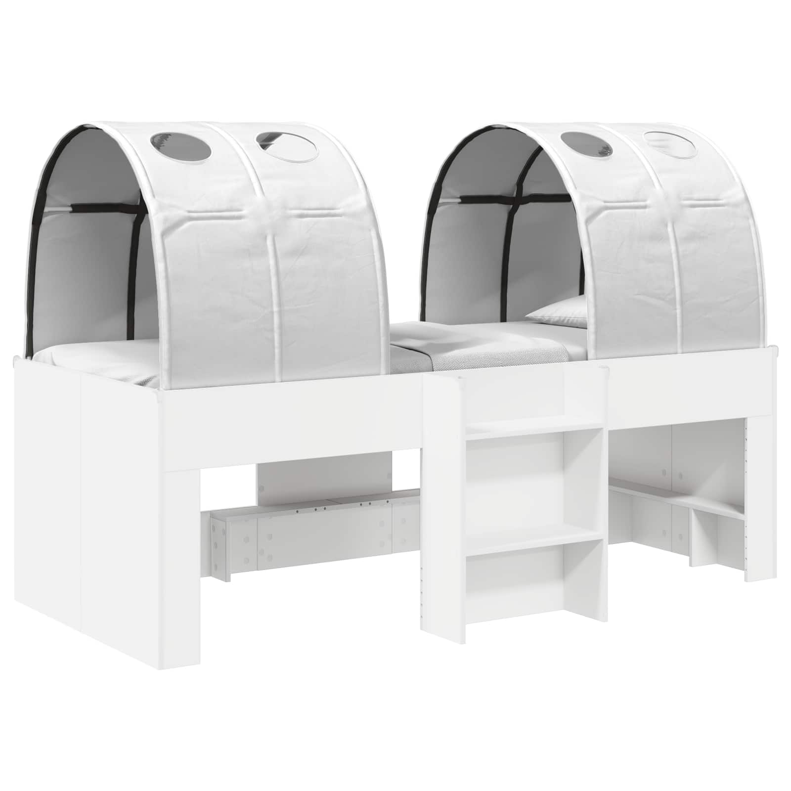 Seng med Tunnel 4 pcs Hvid Konstrueret træ