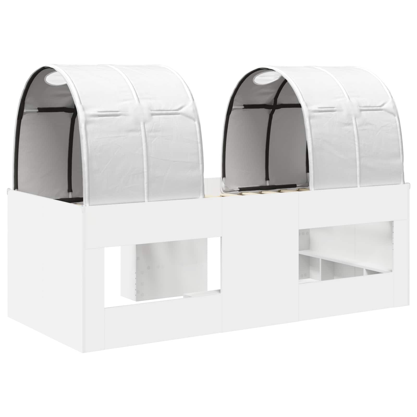 Seng med Tunnel 4 pcs Hvid Konstrueret træ