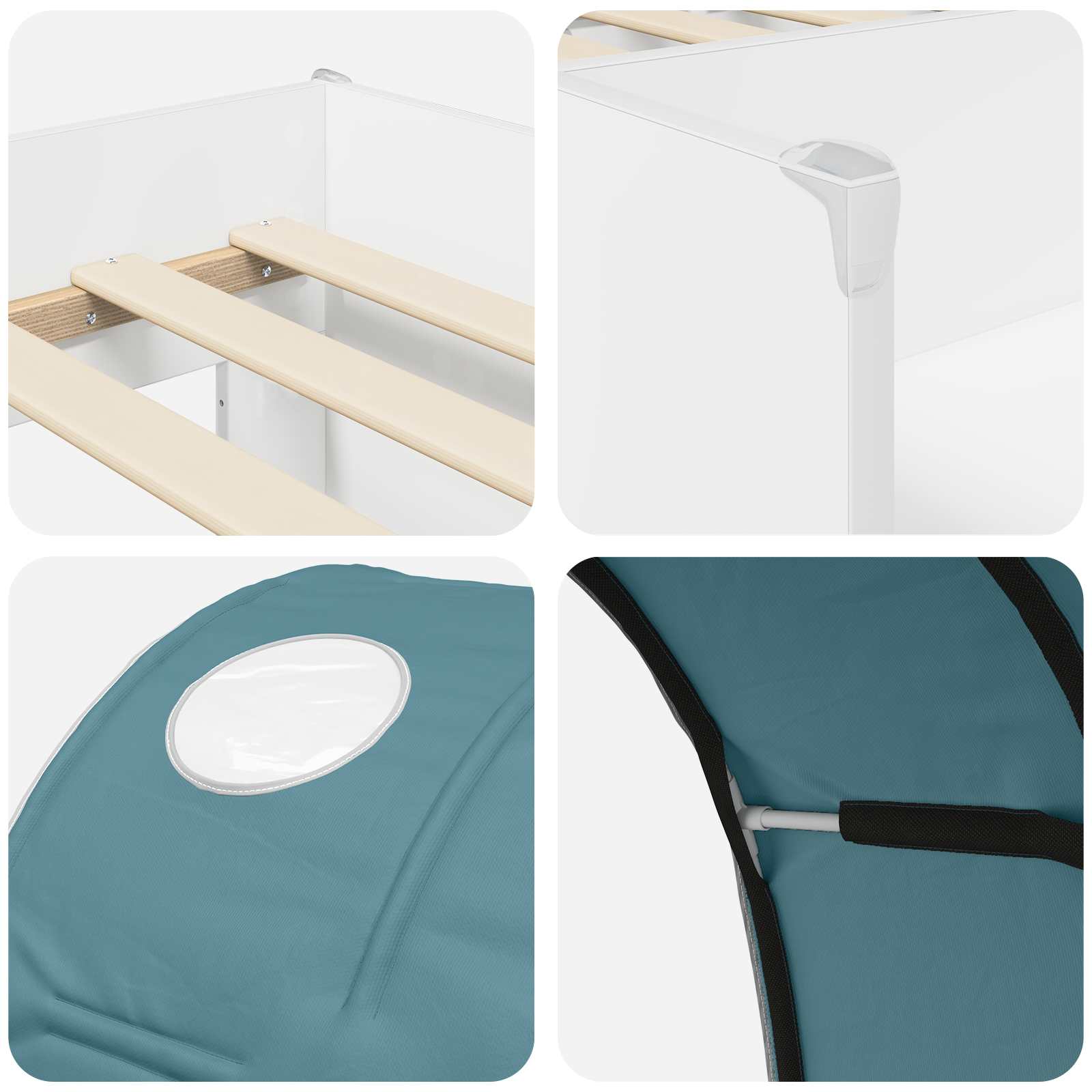 Seng med Tunnel 4 pcs Hvid og lyseblå Konstrueret træ