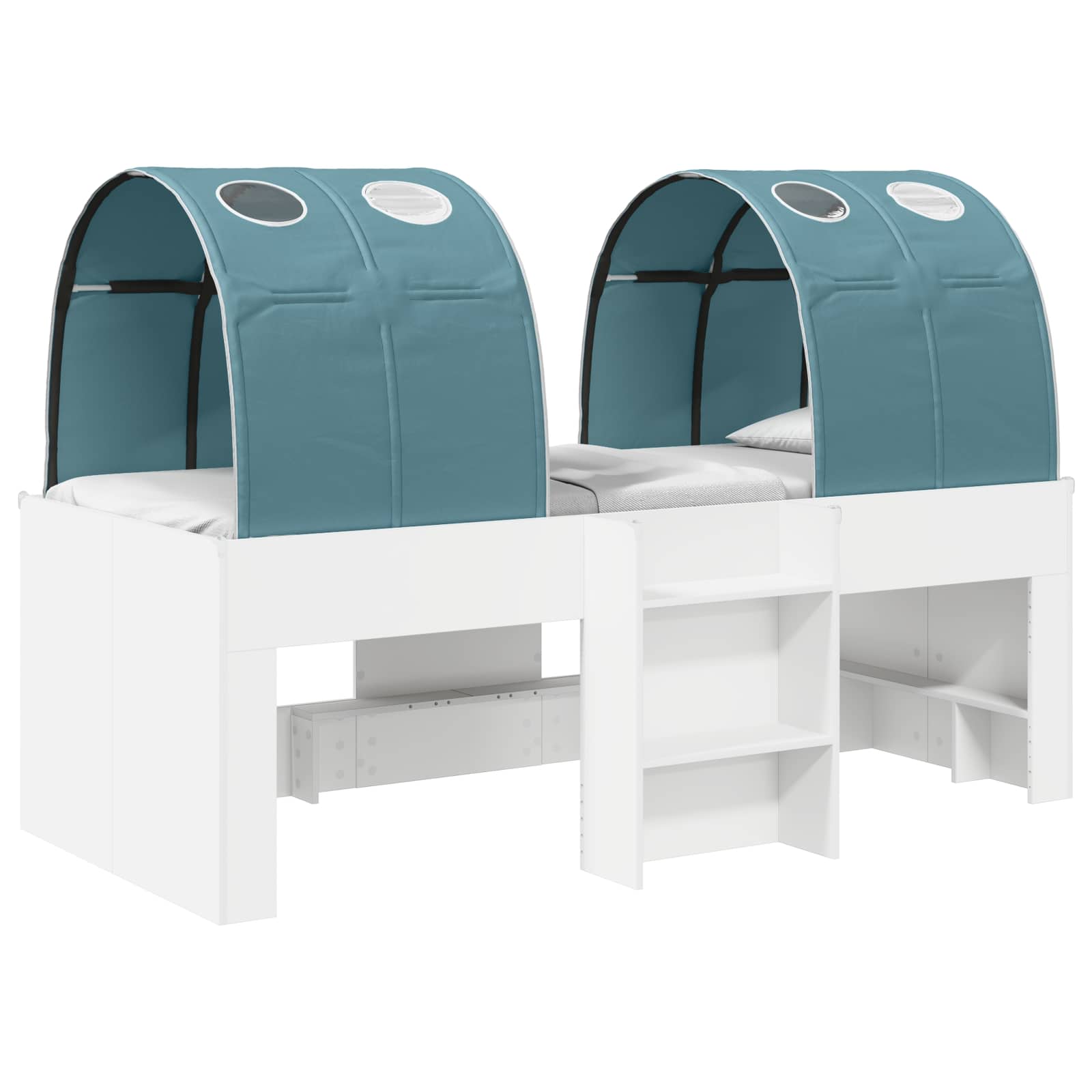Seng med Tunnel 4 pcs Hvid og lyseblå Konstrueret træ