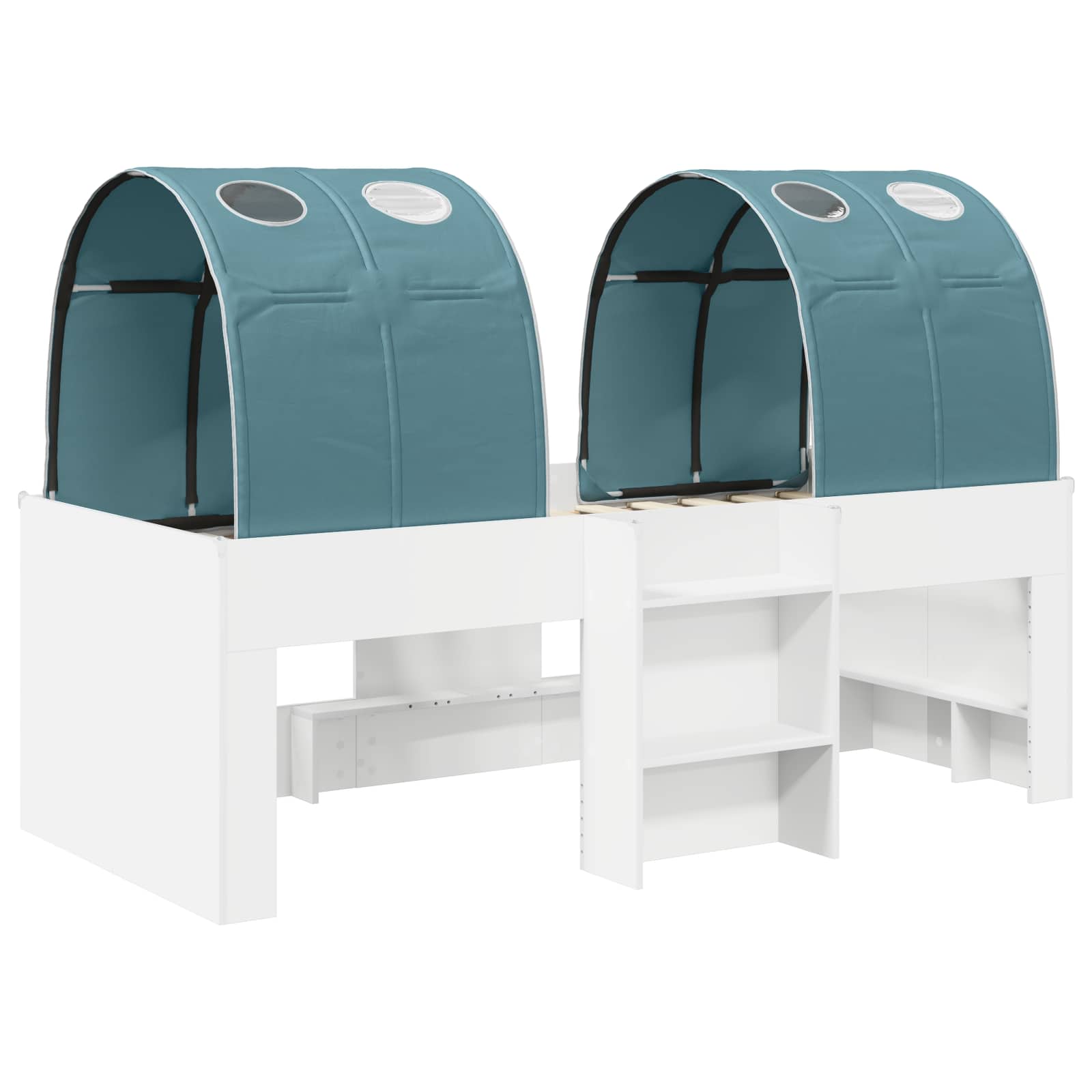 Seng med Tunnel 4 pcs Hvid og lyseblå Konstrueret træ