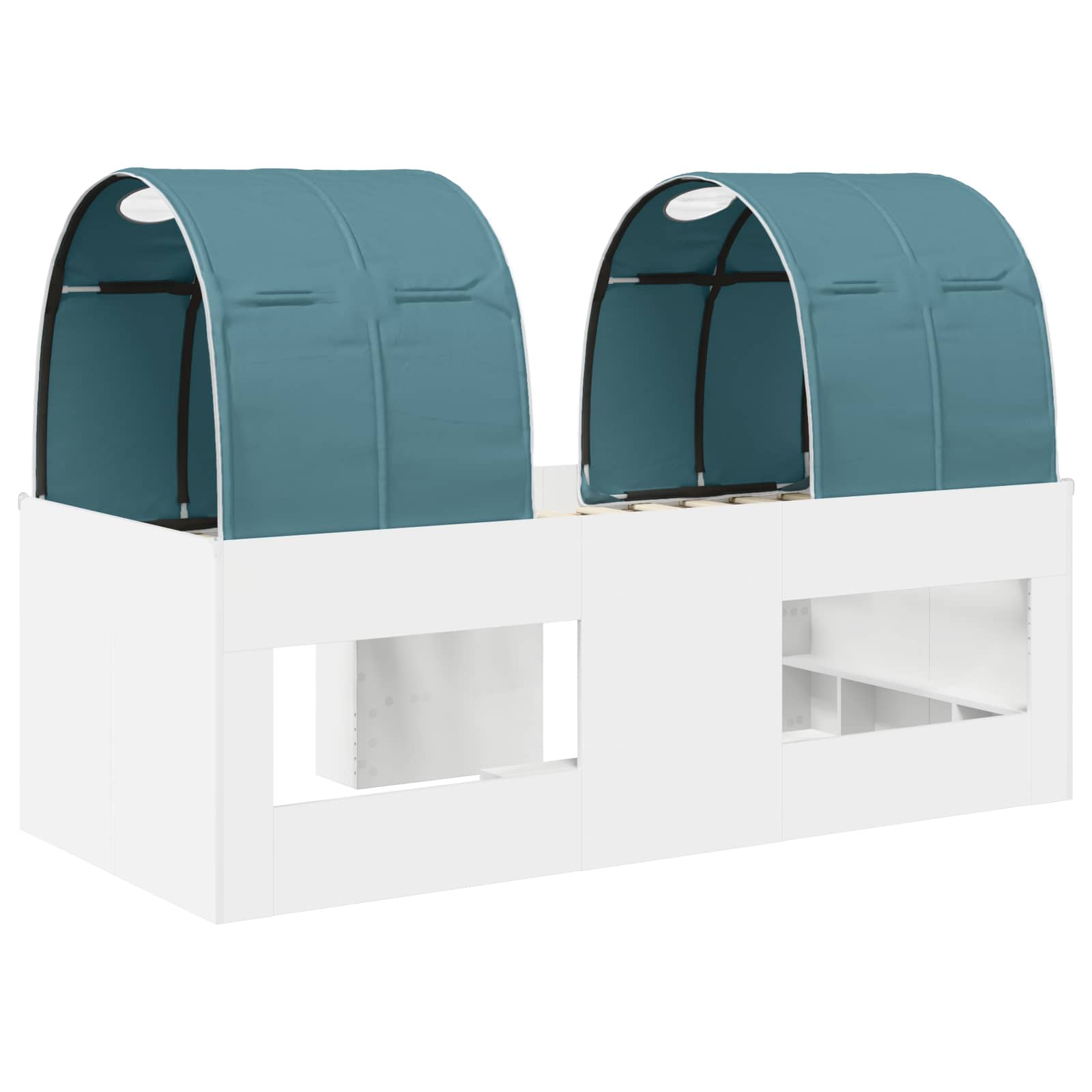 Seng med Tunnel 4 pcs Hvid og lyseblå Konstrueret træ