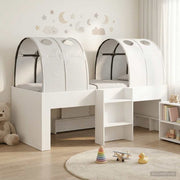 Seng med Tunnel 4 pcs Hvid Konstrueret træ