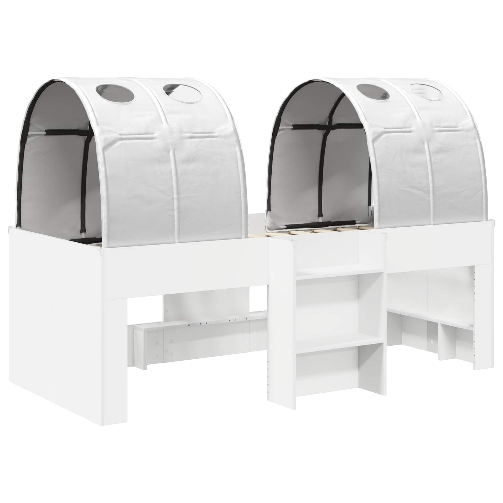 Seng med Tunnel 4 pcs Hvid Konstrueret træ