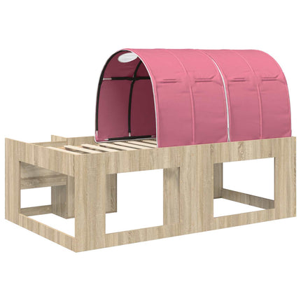 Seng med Tunnel med hylde 3 stk. Sonoma og Pink Konstrueret træ