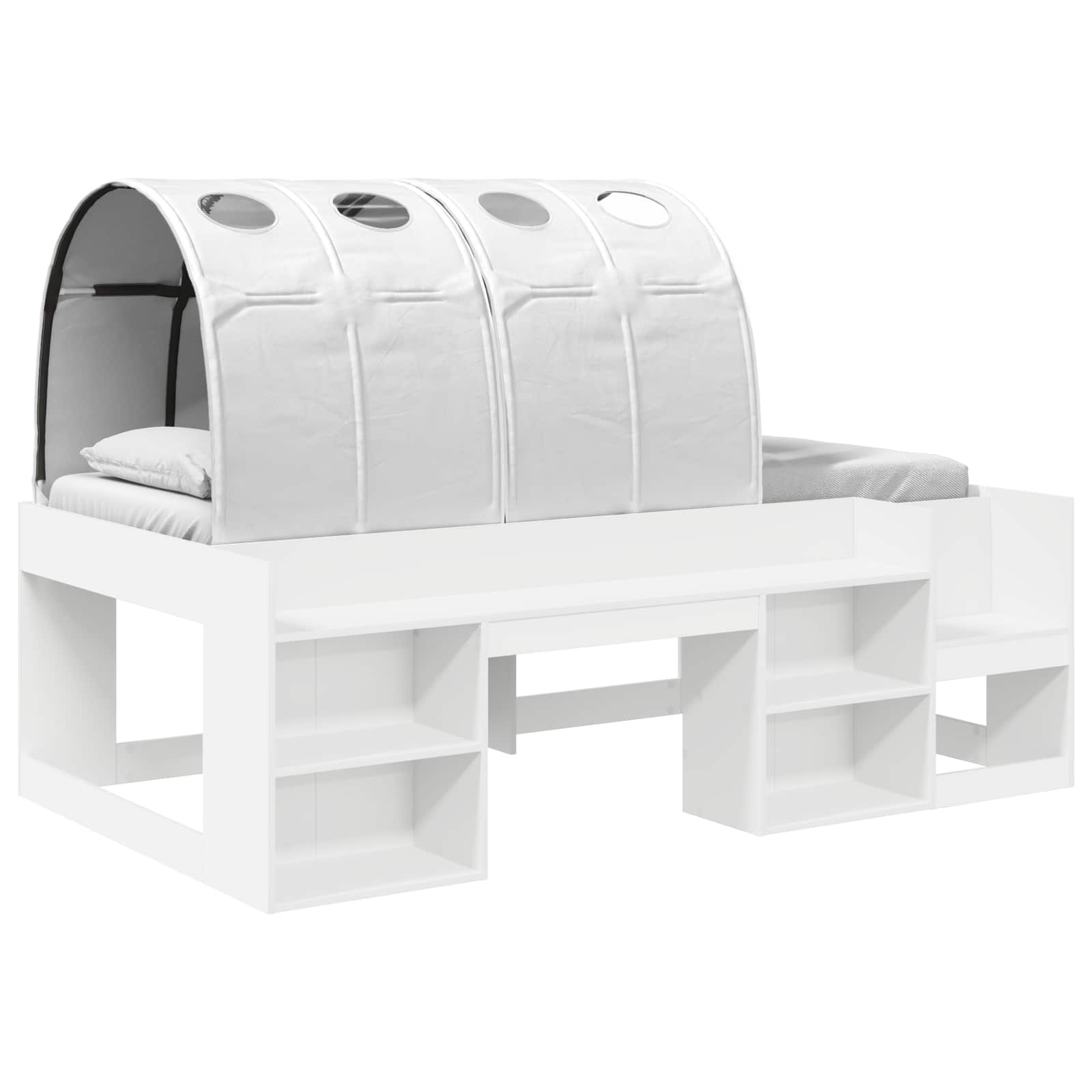 Sengestel med Tunnel med hylde 3 pcs Hvid Konstrueret træ