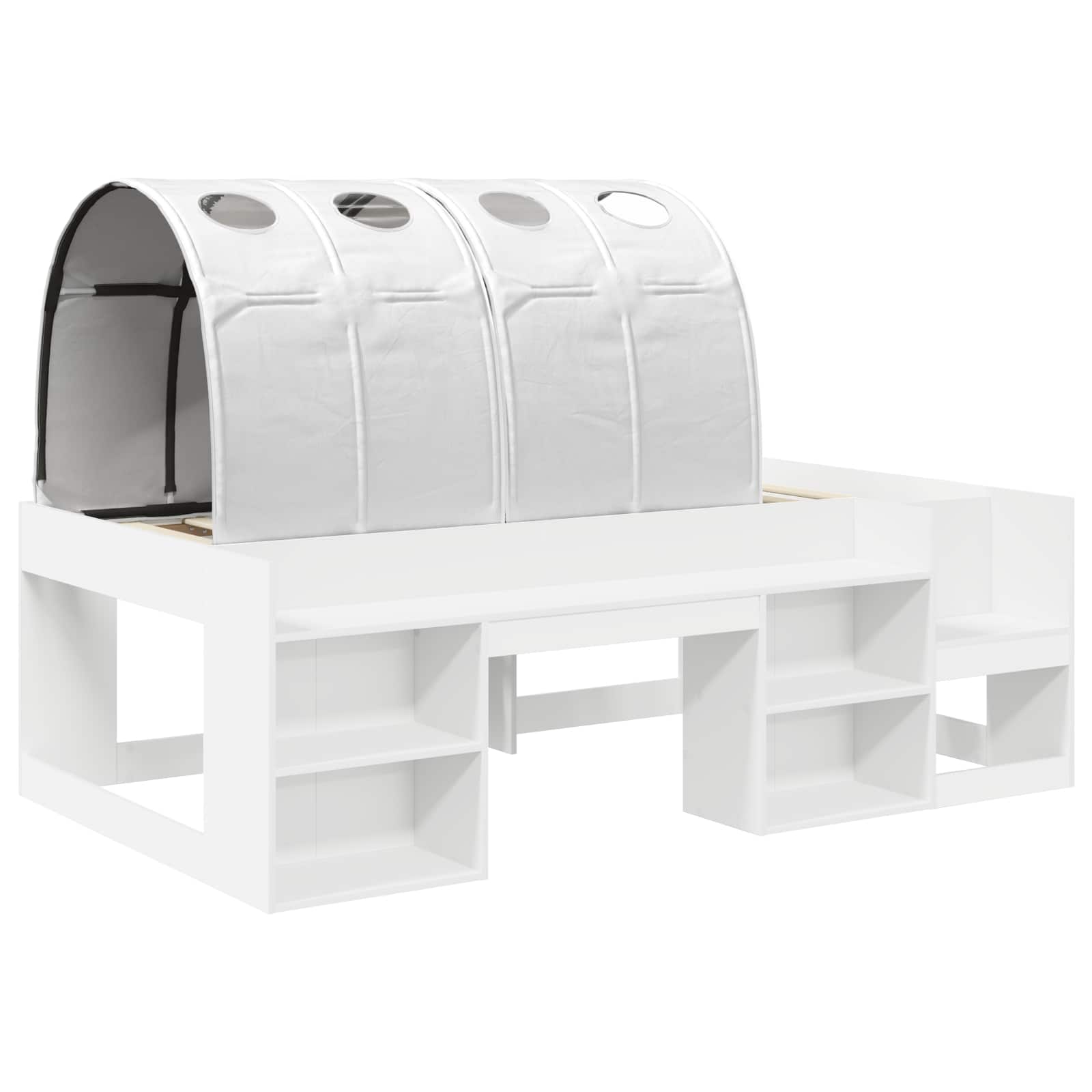 Sengestel med Tunnel med hylde 3 pcs Hvid Konstrueret træ