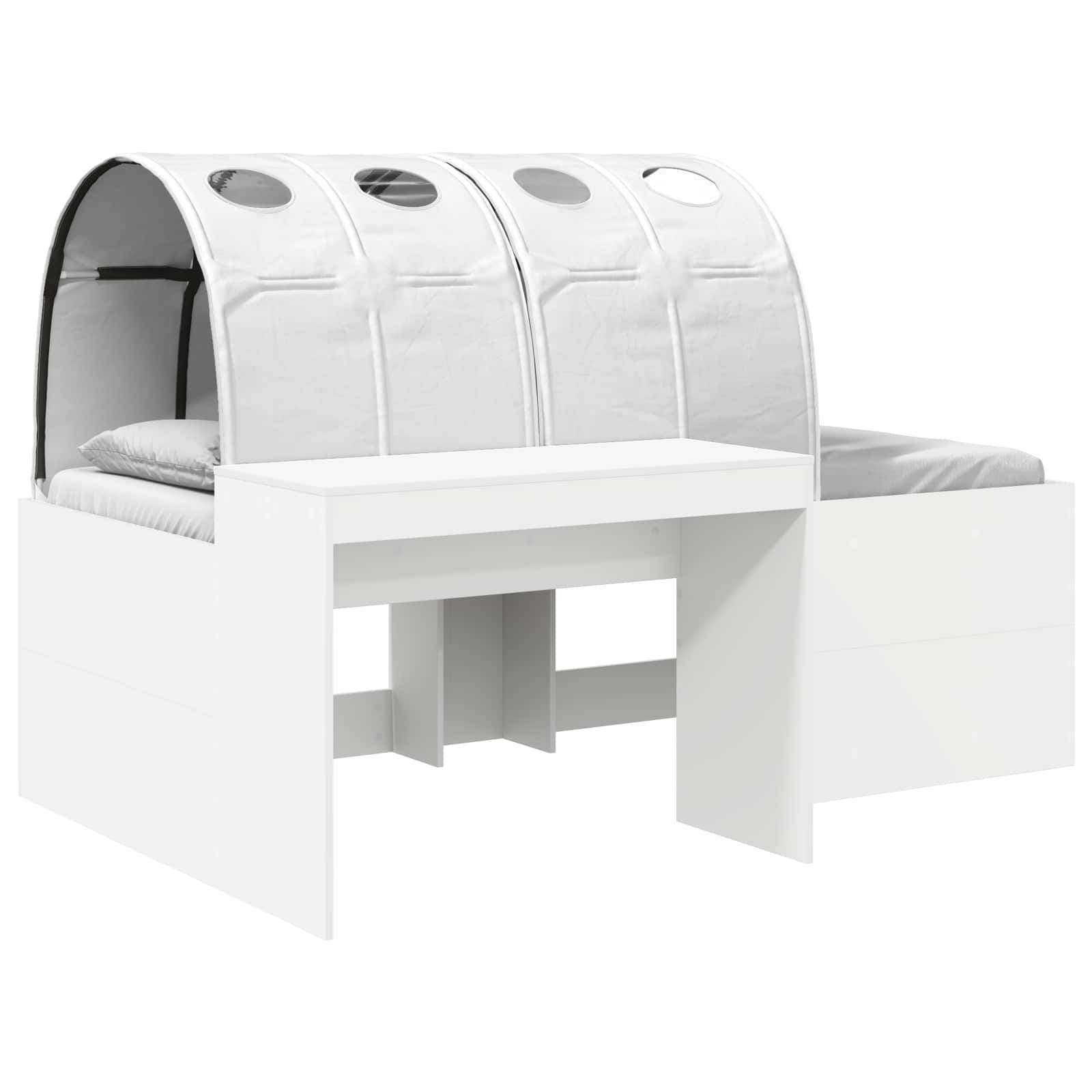 Sengestel med tunnel med hylde 3 pcs Hvid Konstrueret træ