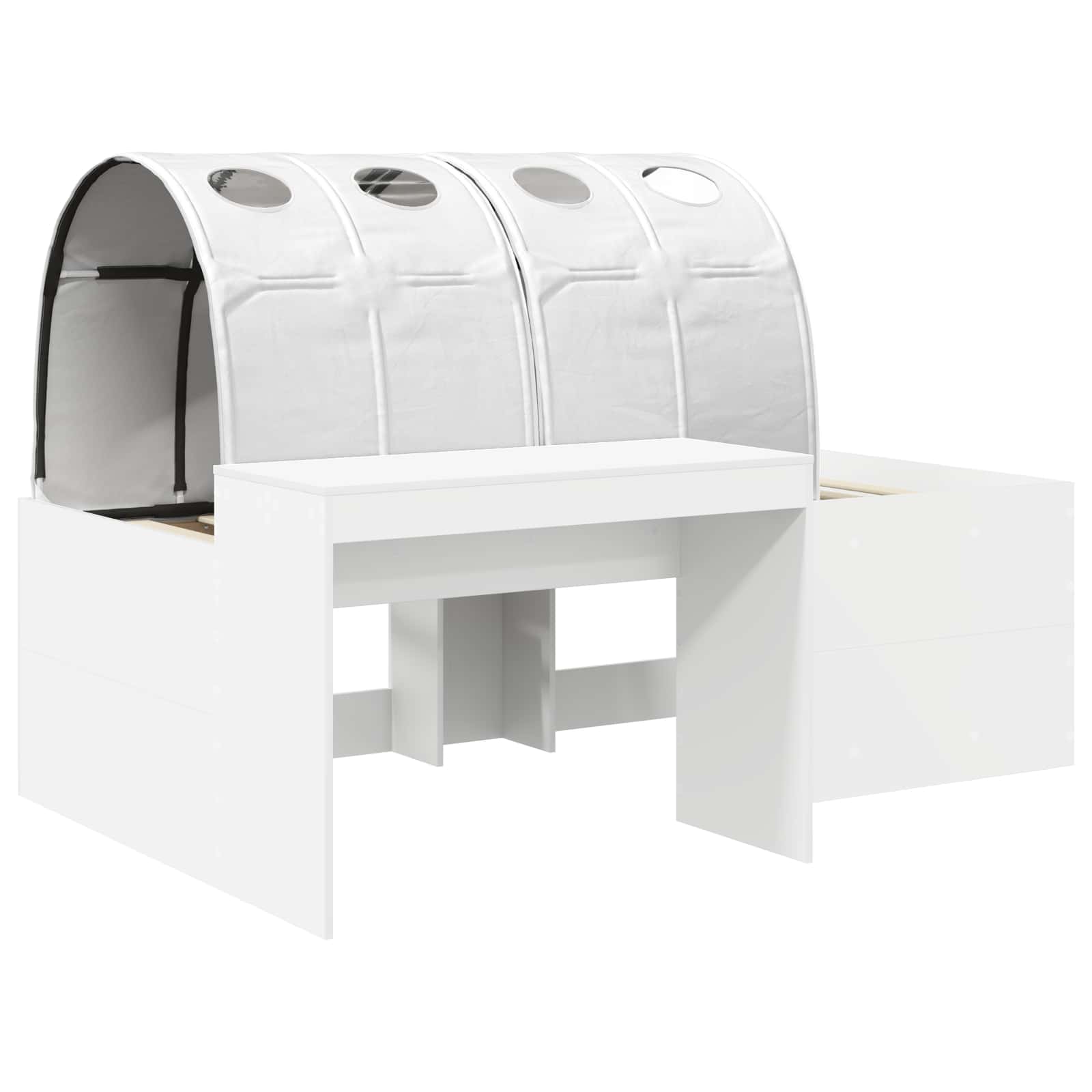 Sengestel med tunnel med hylde 3 pcs Hvid Konstrueret træ