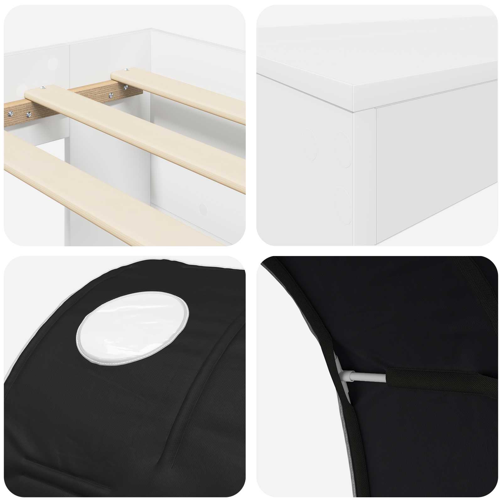 Seng med Tunnel 4 pcs Artisian Eg og Sort Konstrueret træ