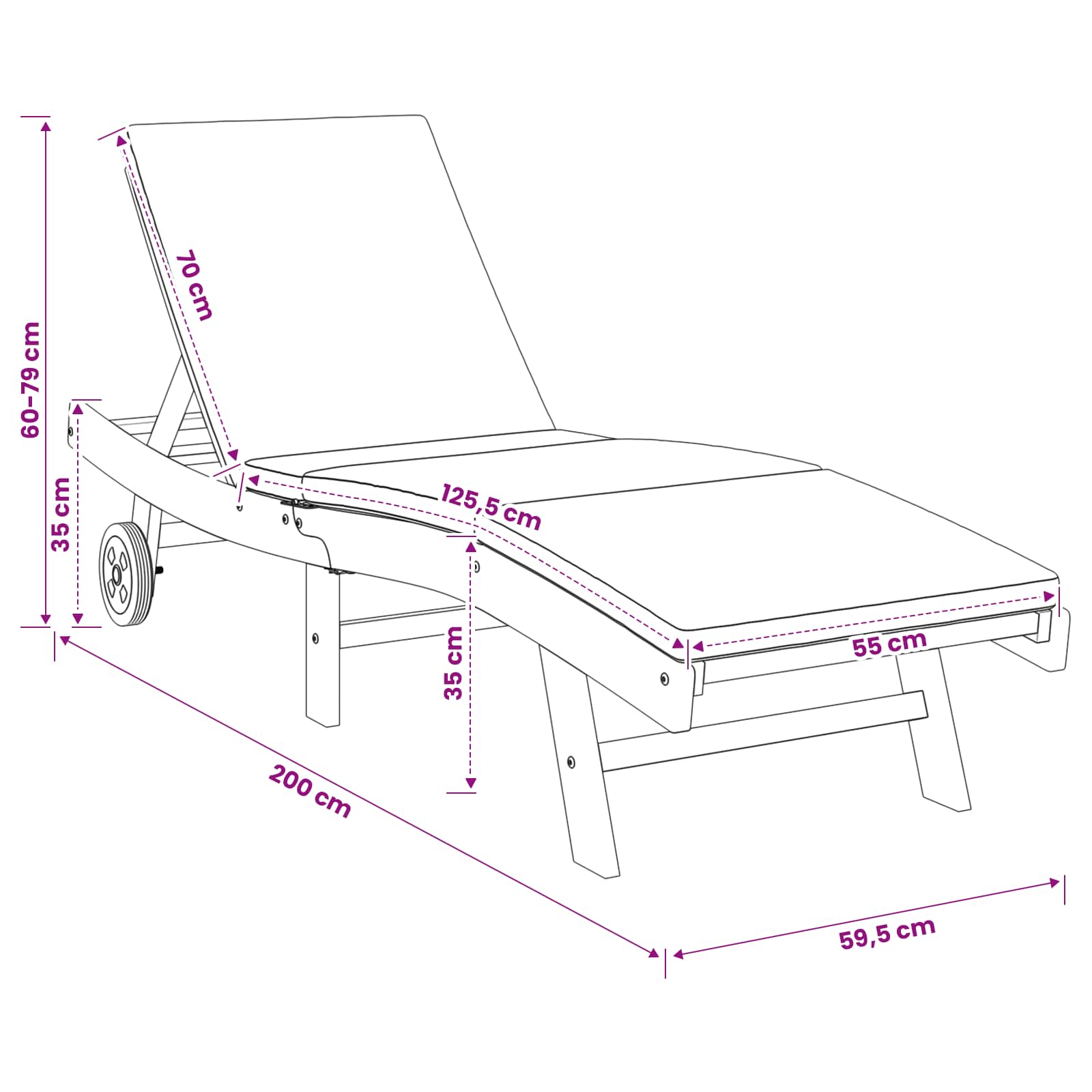 Solstol Brun og cremefarvet Polyester