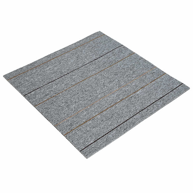 Tæppeflise Lys grå med stribe 50 x 50 cm 4 pcs PP og Bitumen