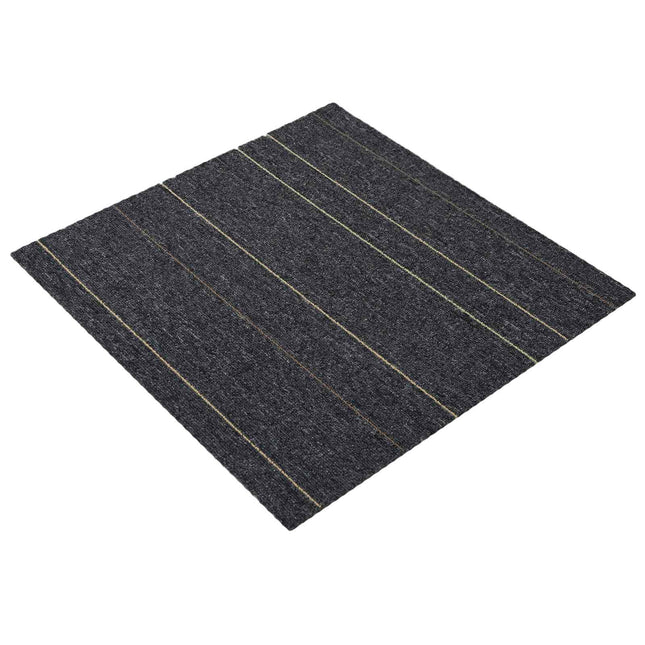 Tæppeflise Mørkegrå med striber 50 x 50 cm 20 pcs PP og Bitumen