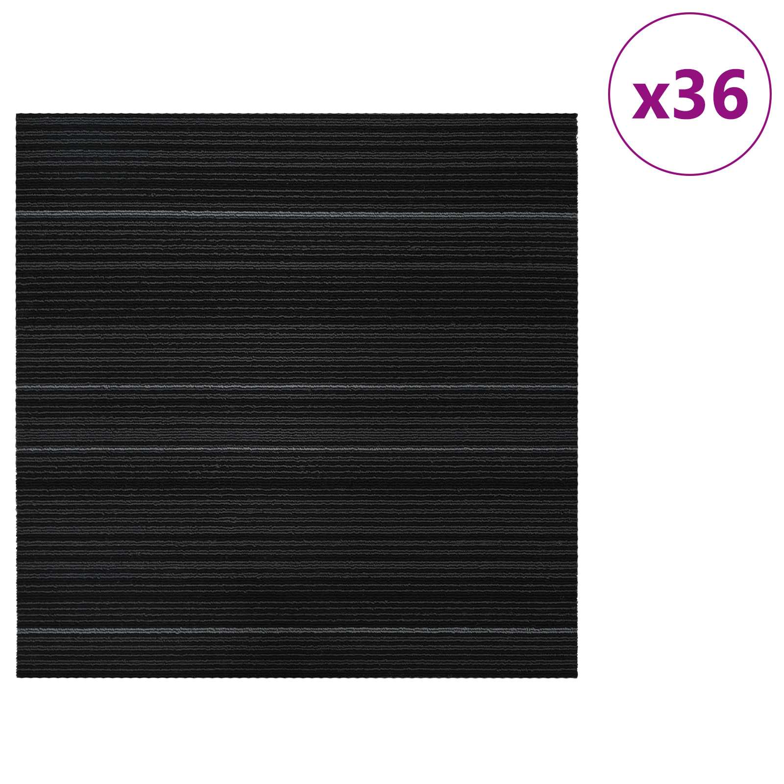 Tæppeflise Stribet Mørkegrå 50 x 50 cm 36 pcs PP og Bitumen