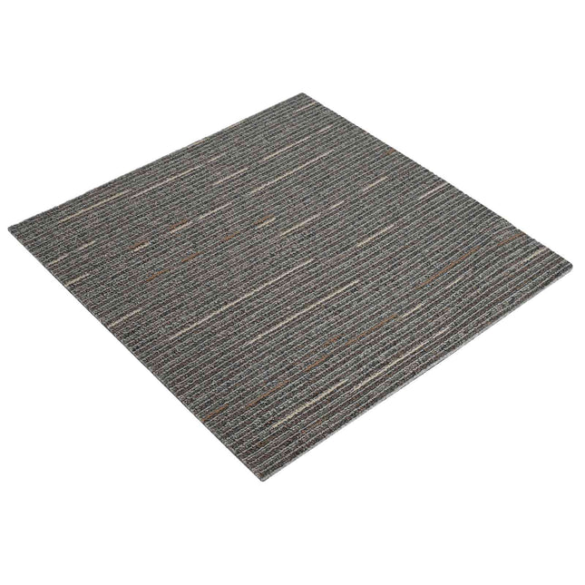 Tæppeflise Stribet Mørkebrun 50 x 50 cm 20 pcs PP og Bitumen