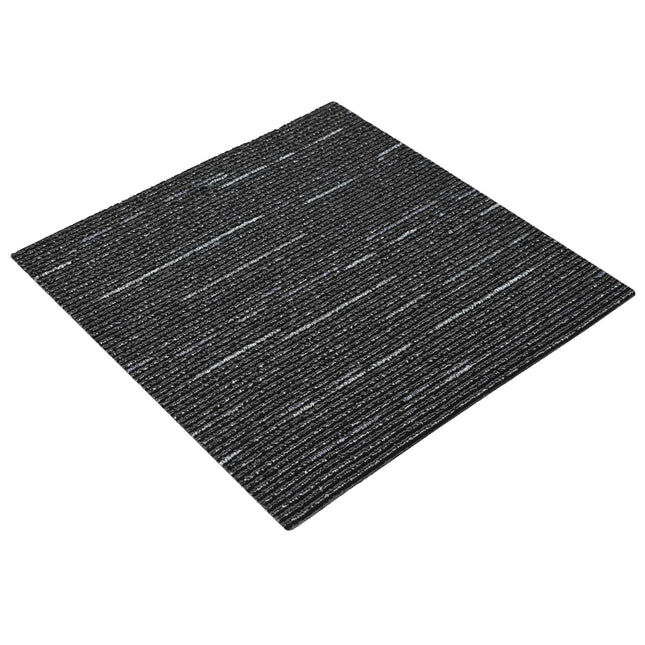 Tæppeflise Stribet Sort 50 x 50 cm 4 pcs PP og Bitumen