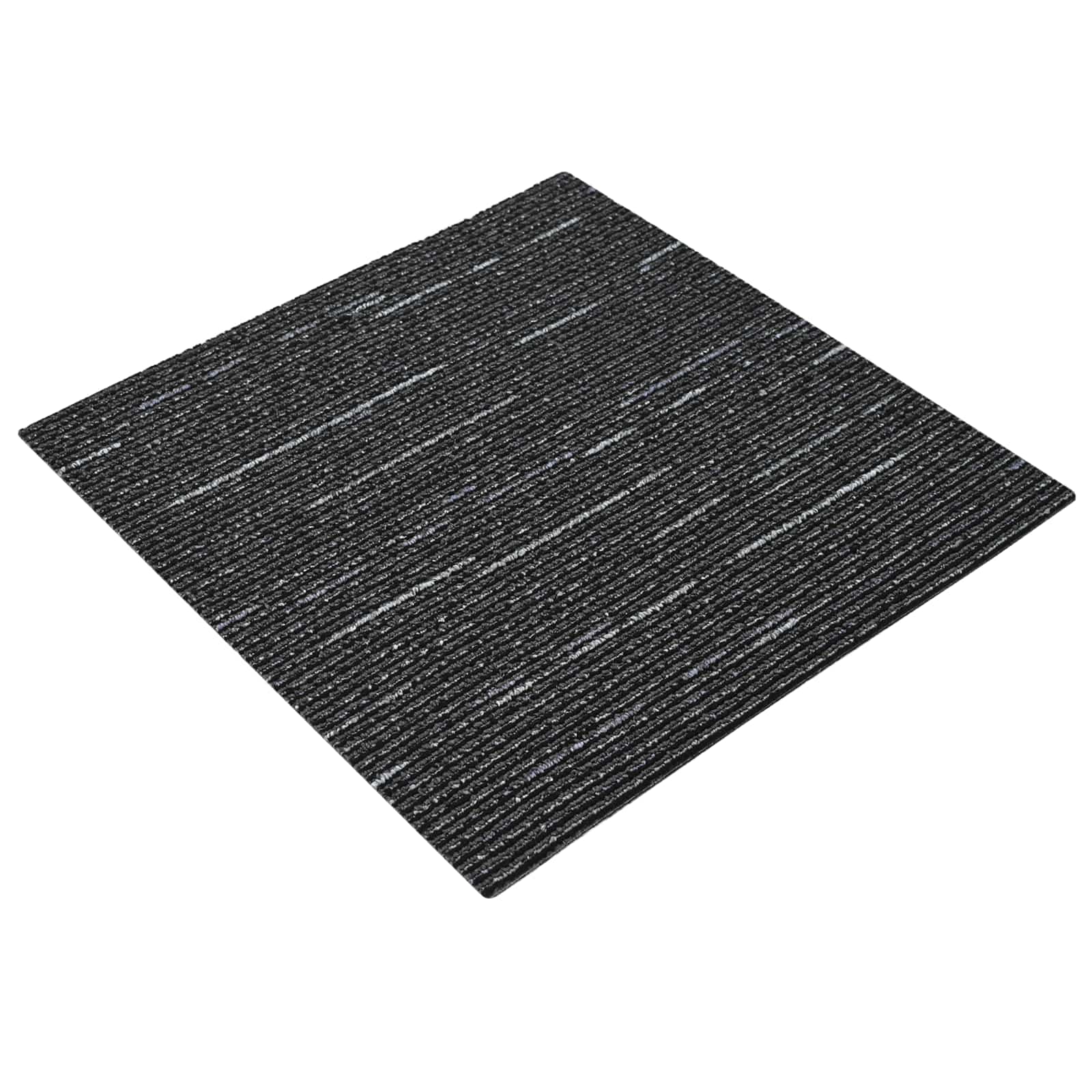 Tæppeflise Stribet Sort 50 x 50 cm 36 pcs PP og Bitumen