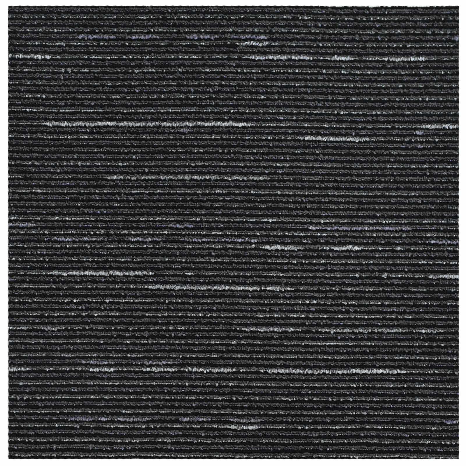 Tæppeflise Stribet Sort 50 x 50 cm 36 pcs PP og Bitumen