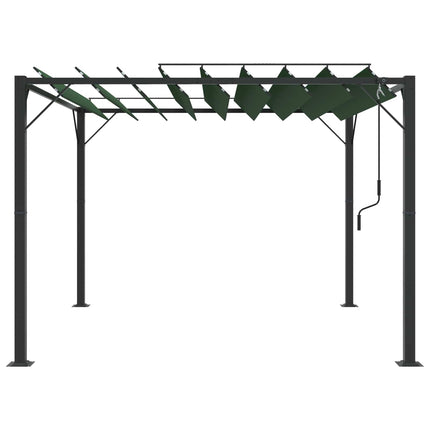 Pergola med louvret tag 3 x 3 x 2,14 m Grøn Stof og aluminium