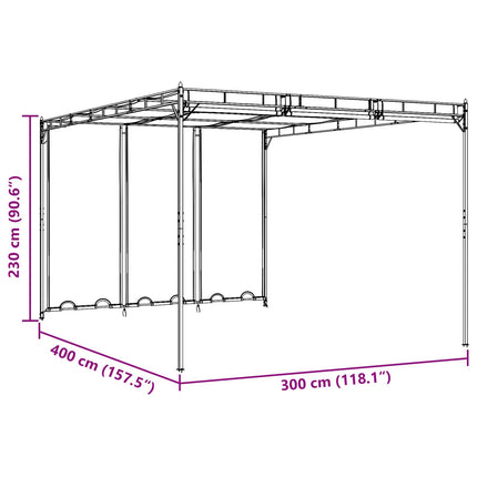 Pavillon 4 x 3 x 2,3 m Grøn Polyester og Stål