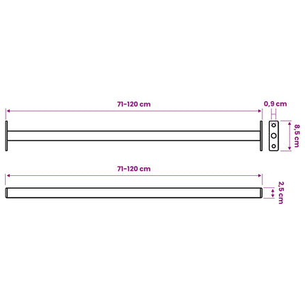 Justerbar vinduessikkerhedsbar Sort 710 -1200 mm Stål