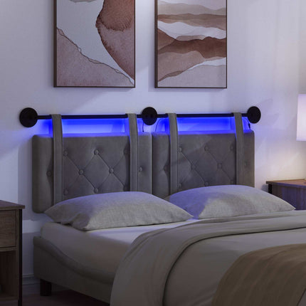 Hængende sengegavl Med LED-lys Mørkegrå Fløjl