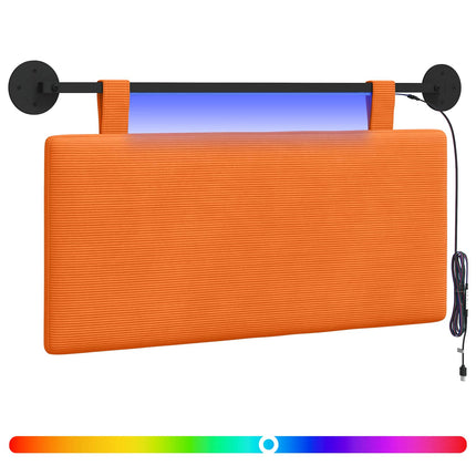 Hængende sengegavl Med LED-lys Orange Velourstof