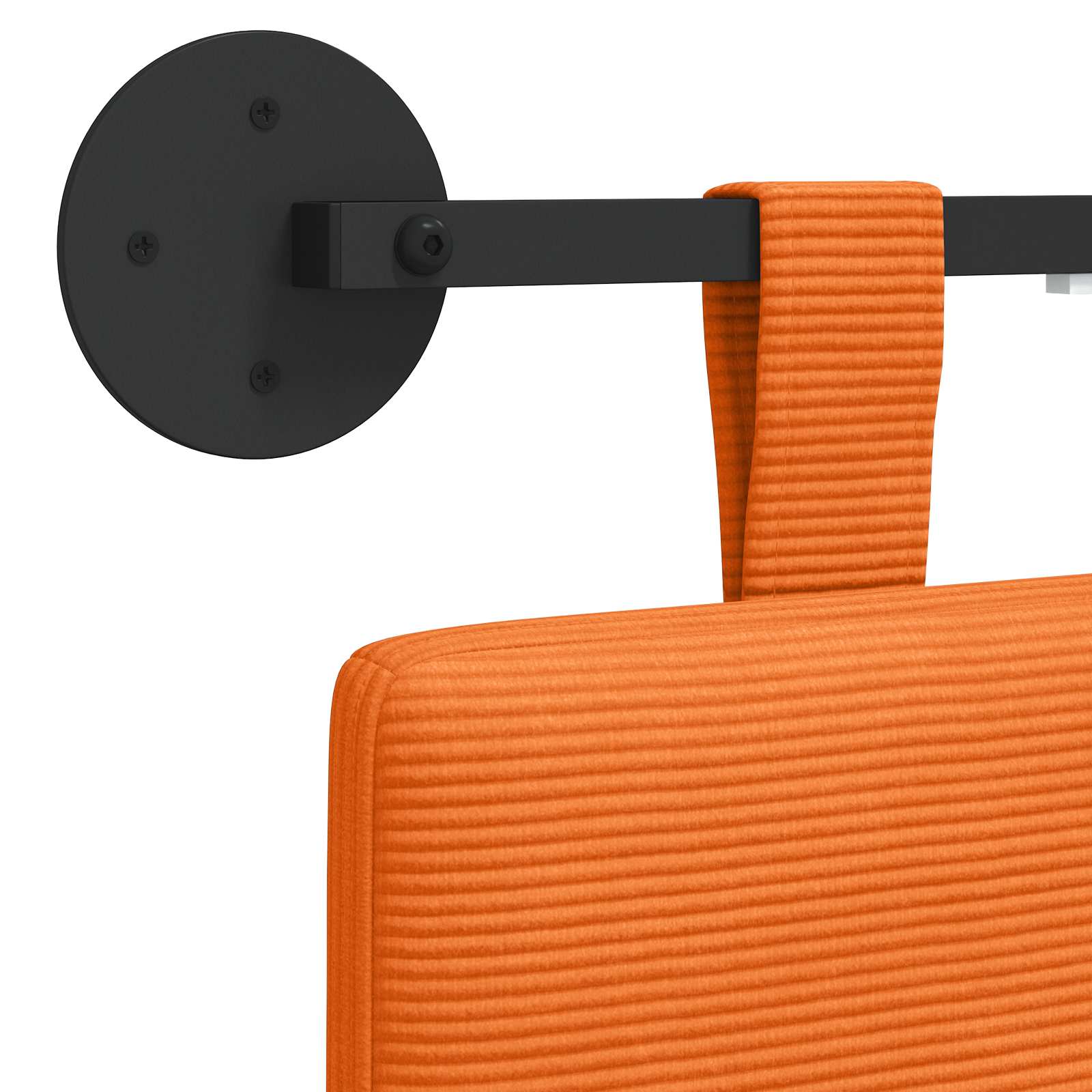Hængende sengegavl Med LED-lys Orange Velourstof