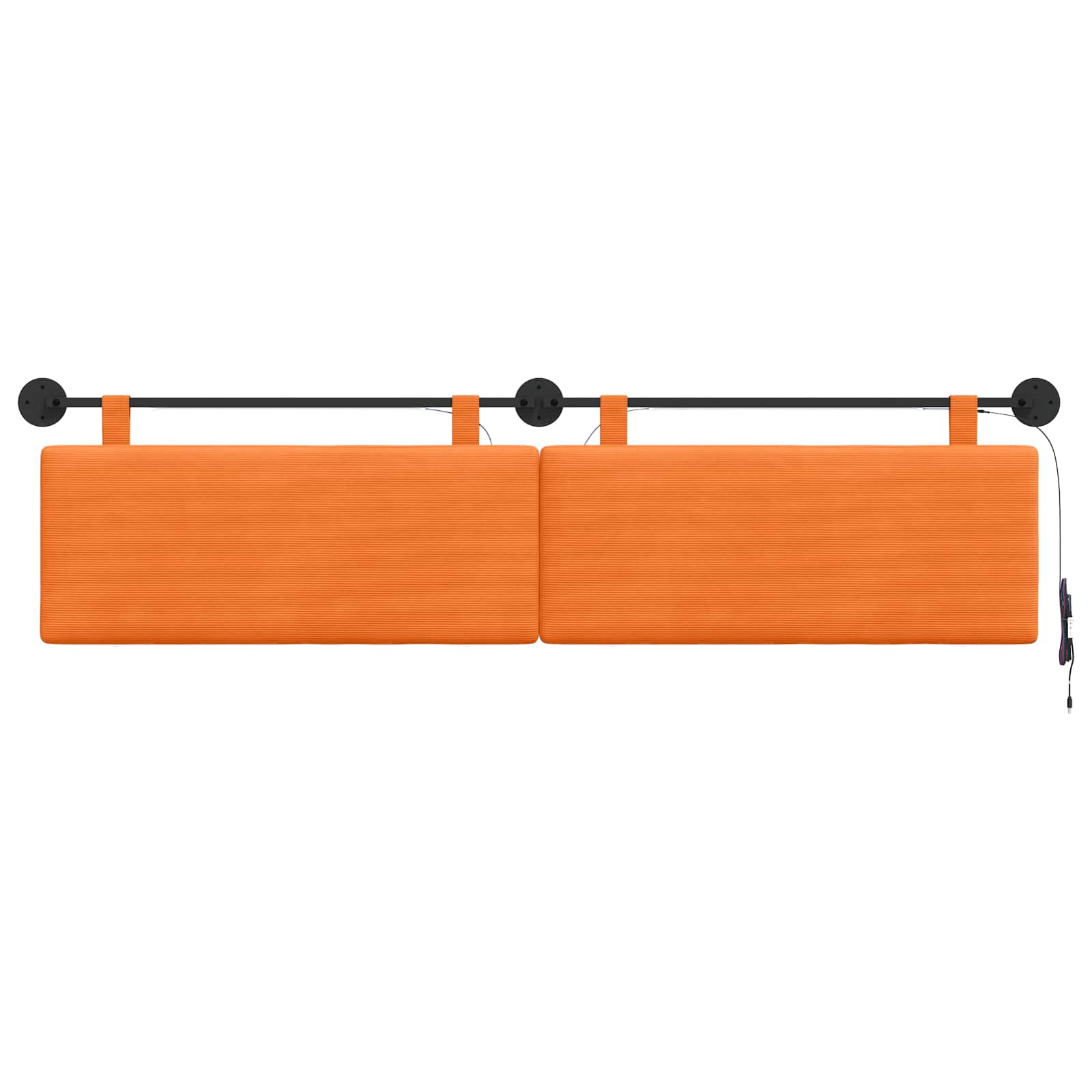 Hængende sengegavl Med LED-lys Orange Velourstof