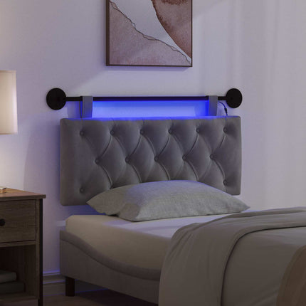 Hængende sengegavl Med LED-lys Mørkegrå Fløjl