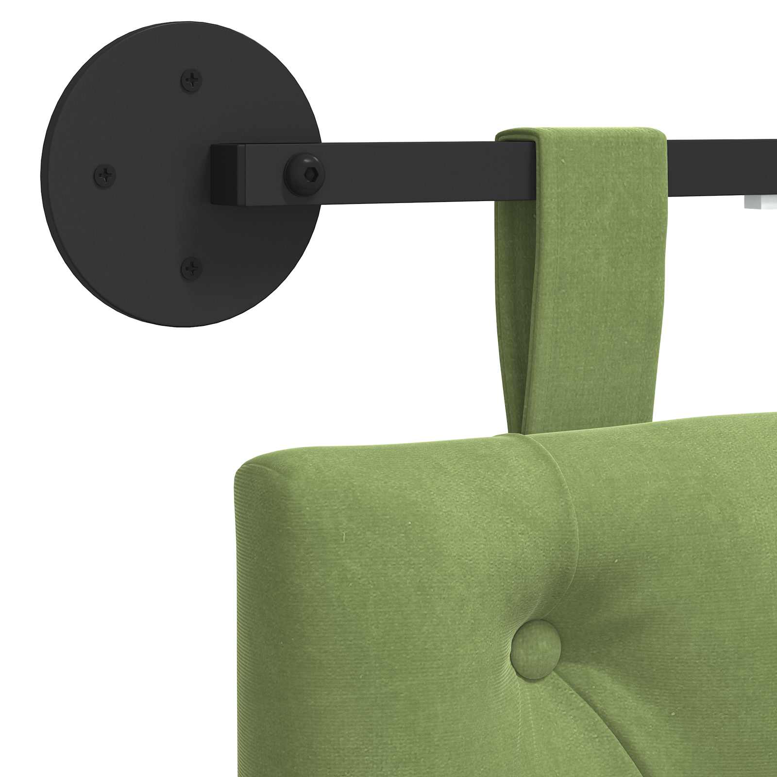 Hængende sengegavl Med LED-lys Lys grøn Fløjl