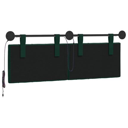 Hængende sengegavl Med LED-lys Mørkegrøn Fløjl