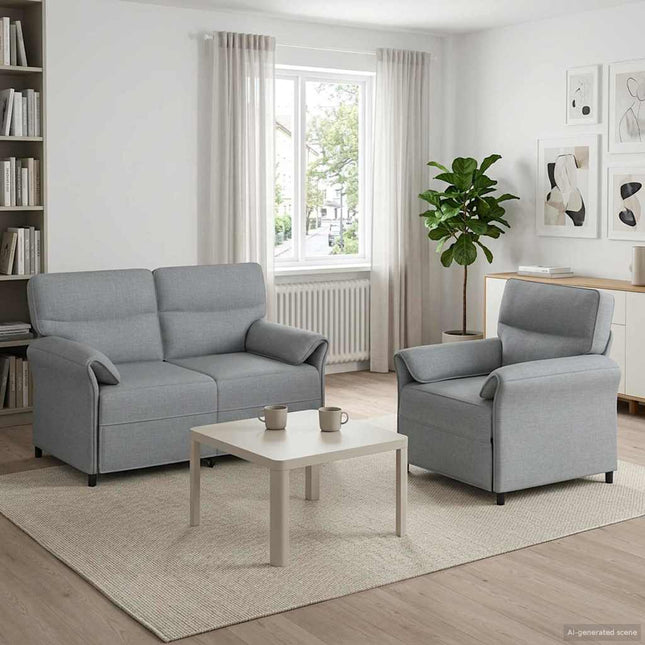 Sofa Sæt 2 stk. Lysegrå Stof