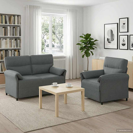 Sofa Sæt 2 stk. Mørkegrå Stof