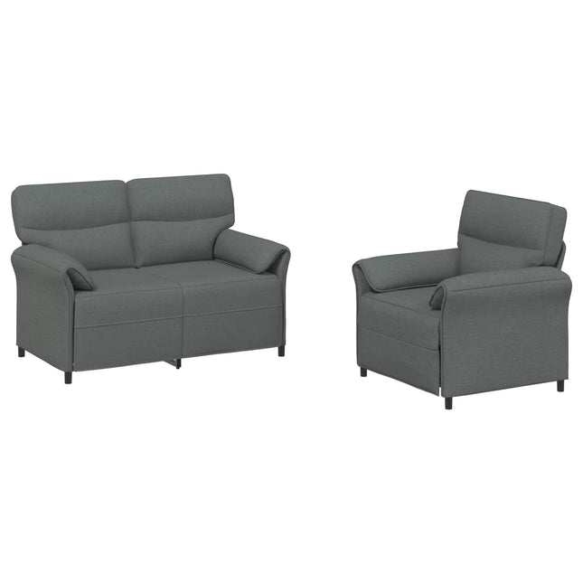 Sofa Sæt 2 stk. Mørkegrå Stof