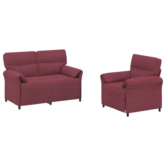 Sofa Sæt 2 stk. Vinrød Stof
