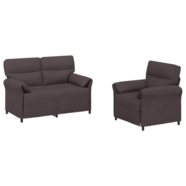 Sofa Sæt 2 stk. Mørk Brun Stof