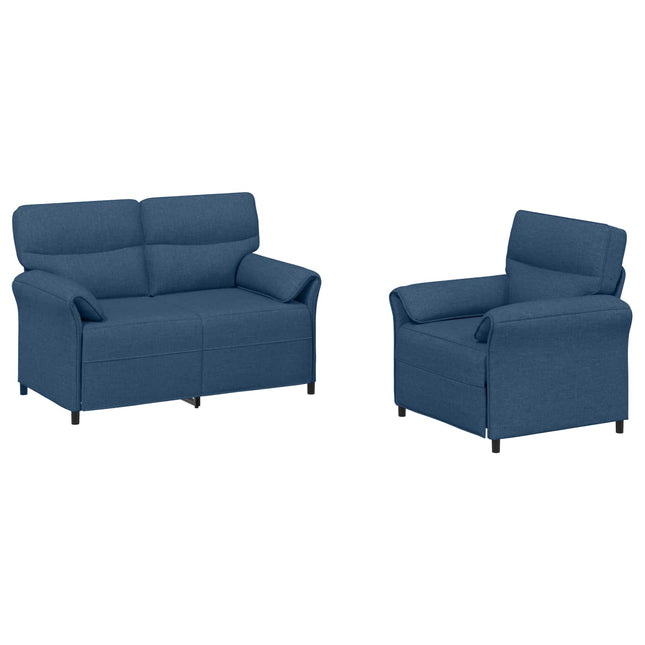Sofa Sæt 2 stk. Blå Stof