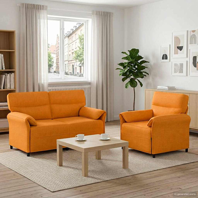 Sofa Sæt 2 stk. Mørk Gul Stof