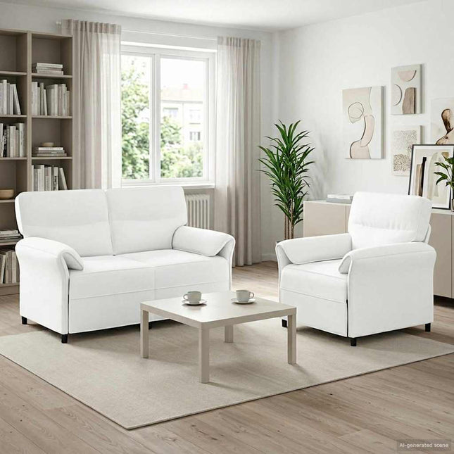 Sofa Sæt 2 stk. Hvid Stof