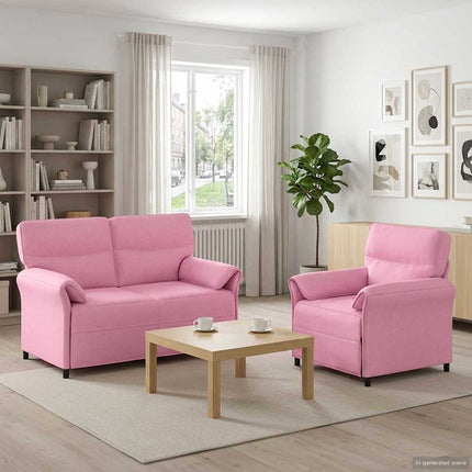 Sofa Sæt 2 stk. Lyserød Stof