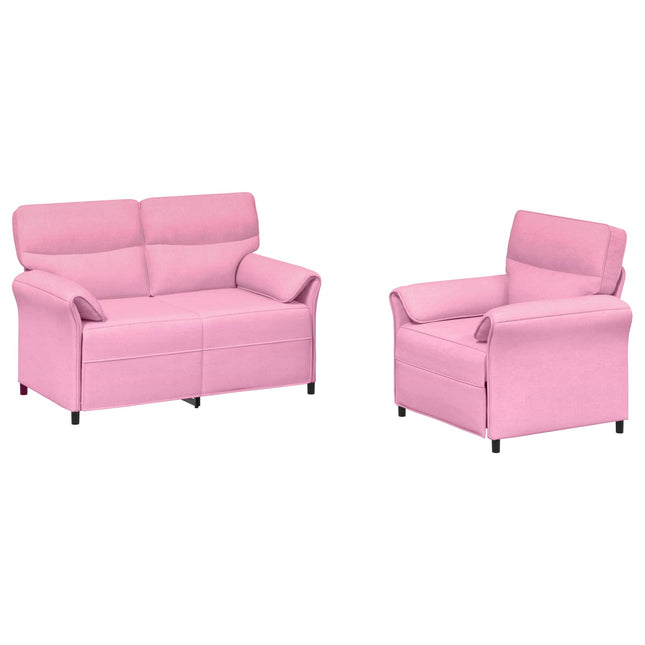 Sofa Sæt 2 stk. Lyserød Stof