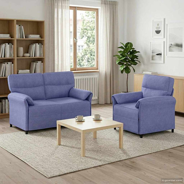 Sofa Sæt 2 stk. Jeans blå Stof