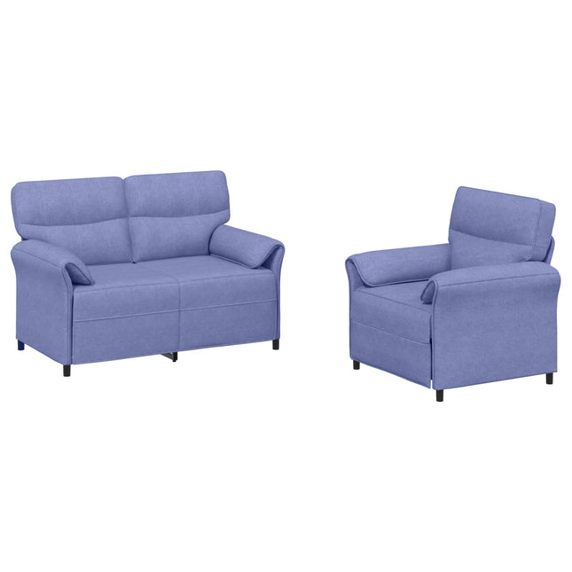 Sofa Sæt 2 stk. Jeans blå Stof