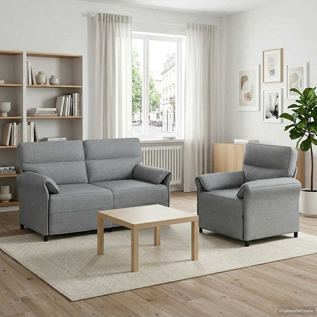 Sofa Sæt 2 stk. Lysegrå Stof