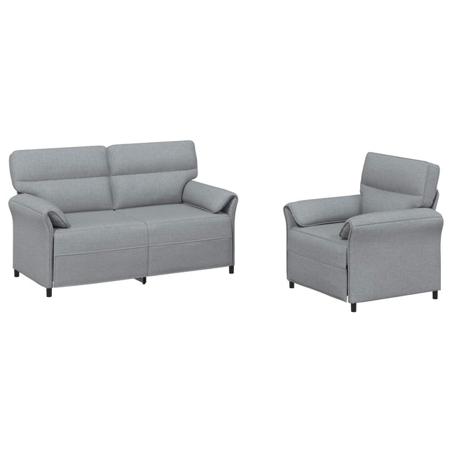 Sofa Sæt 2 stk. Lysegrå Stof