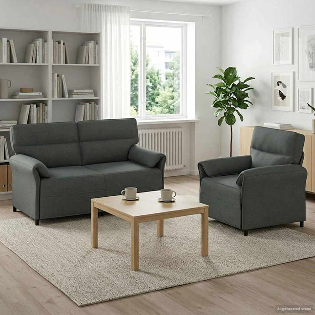 Sofa Sæt 2 stk. Mørkegrå Stof